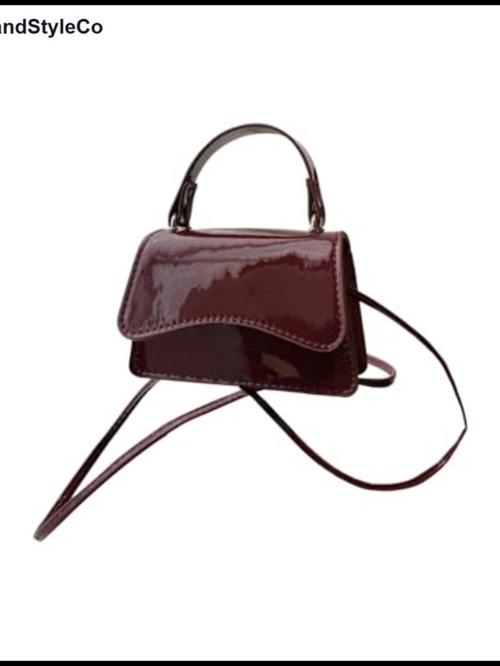 Glossy PU Leather Mini Clutch Purse Crossbody Handbag with Top Handle